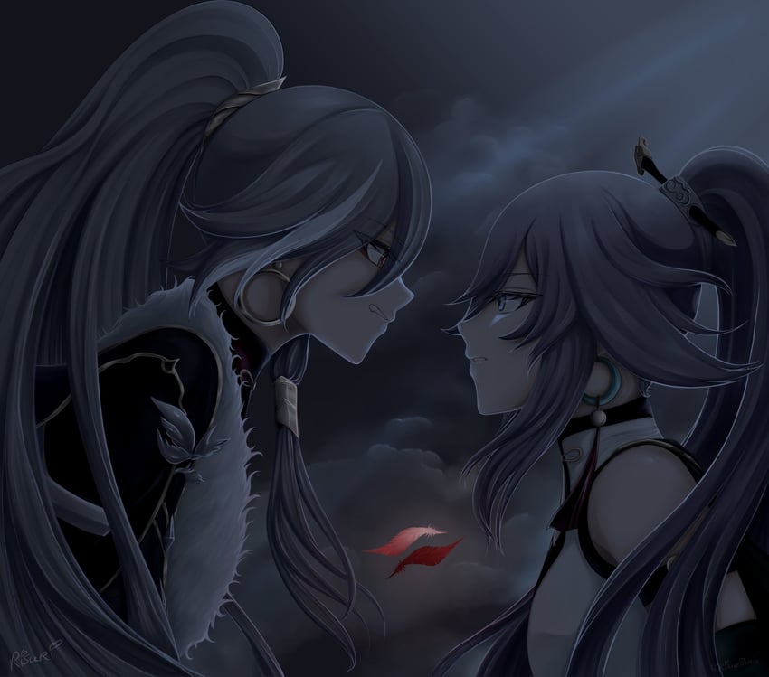 fu hua and herrscher of sentience (honkai and 1 more) drawn by risuriverse