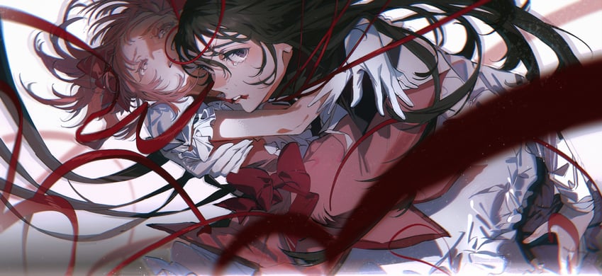 akemi homura and kaname madoka (mahou shoujo madoka magica) drawn by riko-m