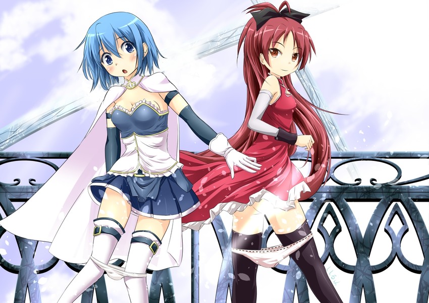 miki sayaka and sakura kyoko (mahou shoujo madoka magica) drawn by sicile_gloria