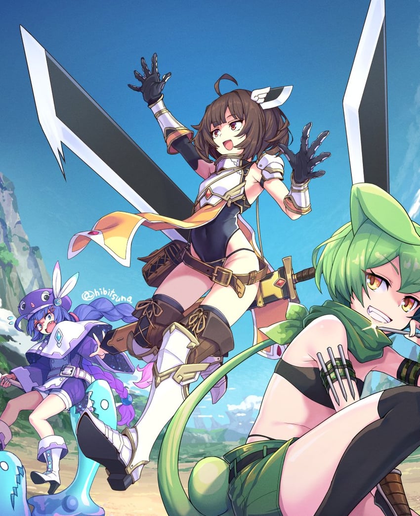 touhoku kiritan, zundamon, and otomachi una (vocaloid and 2 more) drawn by hibi_tsuna