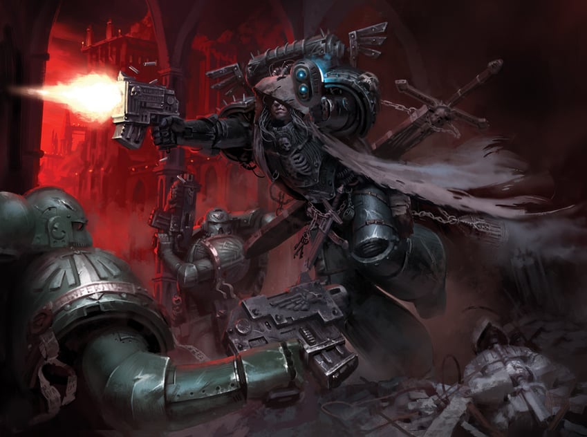 adeptus astartes, chaos space marine, and cypher (warhammer 40k) drawn by joncave