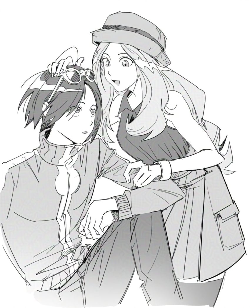 serena and calem (pokemon and 1 more) drawn by manyrowlet