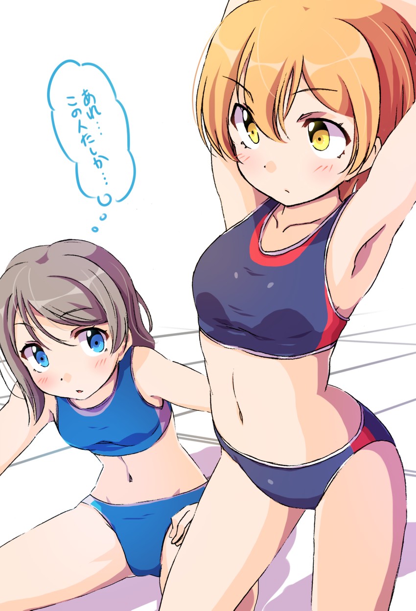 watanabe you and hoshizora rin (love live! and 2 more) drawn by sen_(sen0910)