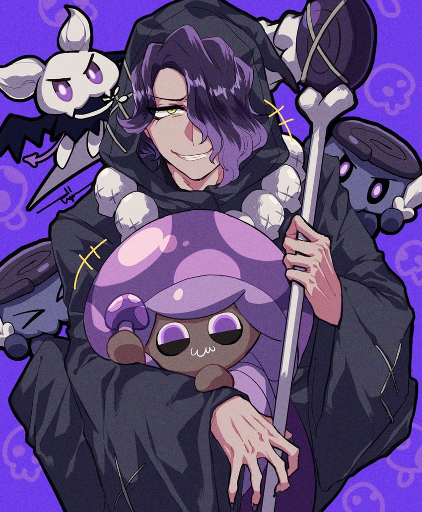 licorice cookie, poison mushroom cookie, licorice servants, and bat-cat (cookie run and 1 more) drawn by yujin1429