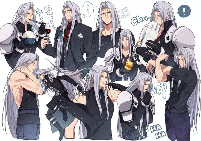 cloud strife and sephiroth (final fantasy and 3 more) drawn by yunyunonigiri