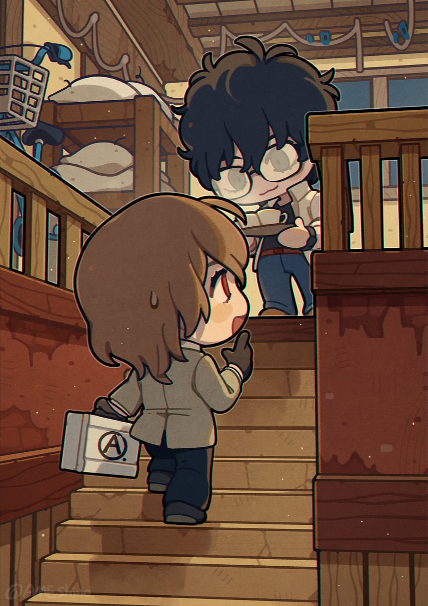 amamiya ren and akechi gorou (persona and 1 more) drawn by ameshino