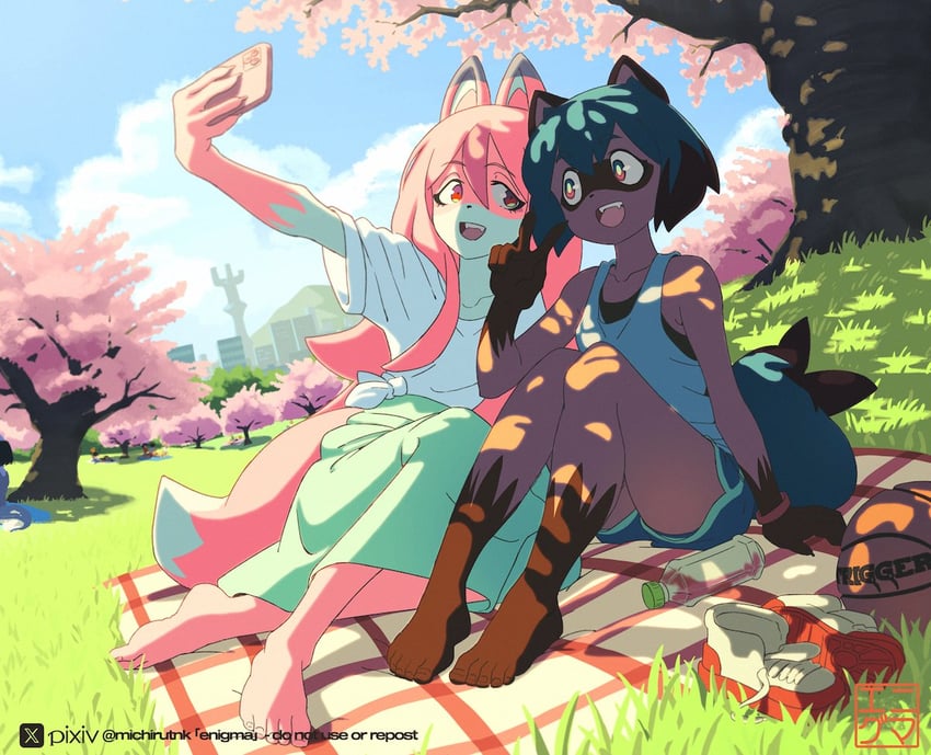 kagemori michiru and hiwatashi nazuna (brand new animal) drawn by michirutnk