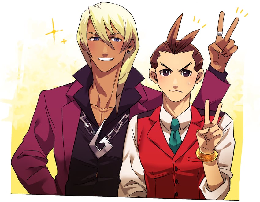 apollo justice and klavier gavin (ace attorney) drawn by tarragon