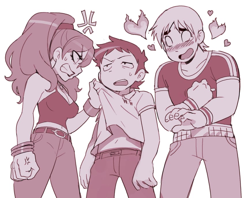 wallace wells, todd ingram, and envy adams (scott pilgrim and 1 more) drawn by sanjiro_(tenshin_anman)