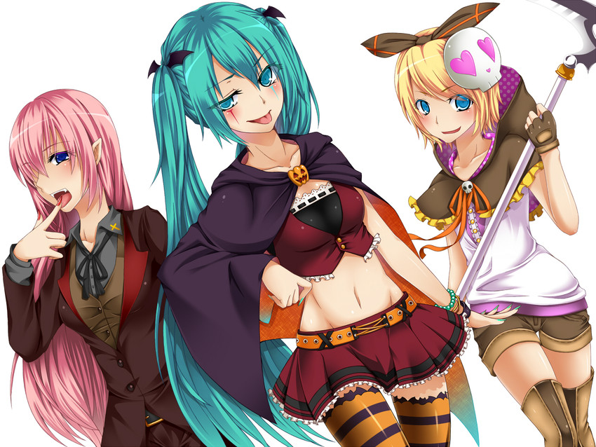 hatsune miku, kagamine rin, and megurine luka (vocaloid) drawn by goma_azarasi