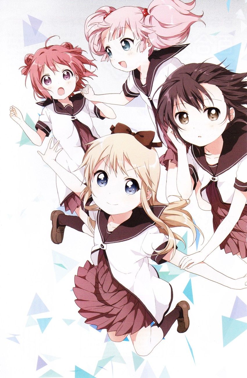 toshinou kyouko, akaza akari, funami yui, and yoshikawa chinatsu (yuruyuri) drawn by namori