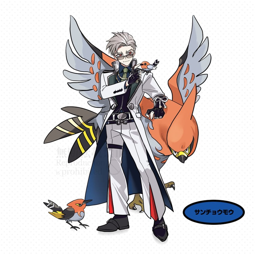 fletchling, talonflame, fletchinder, and sanchoumou (pokemon and 1 more) drawn by tandem