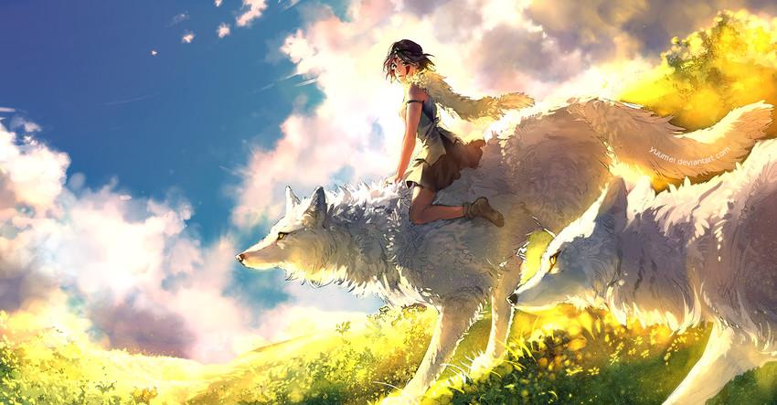 san and moro no ichizoku (mononoke hime) drawn by yuumei
