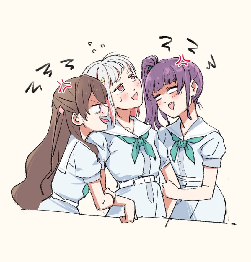 fujishima megumi, otomune kozue, and yugiri tsuzuri (love live! and 1 more) drawn by sansensui