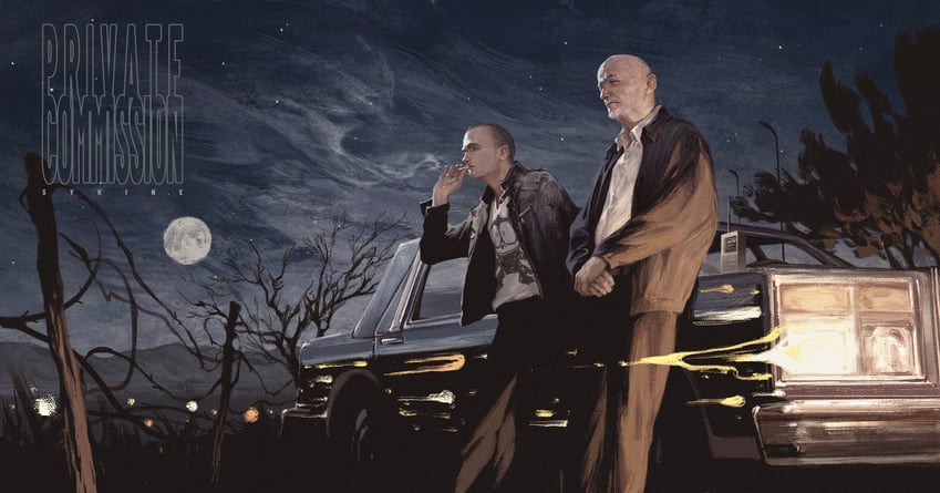 jesse pinkman and mike ehrmantraut (breaking bad) drawn by chanasykine
