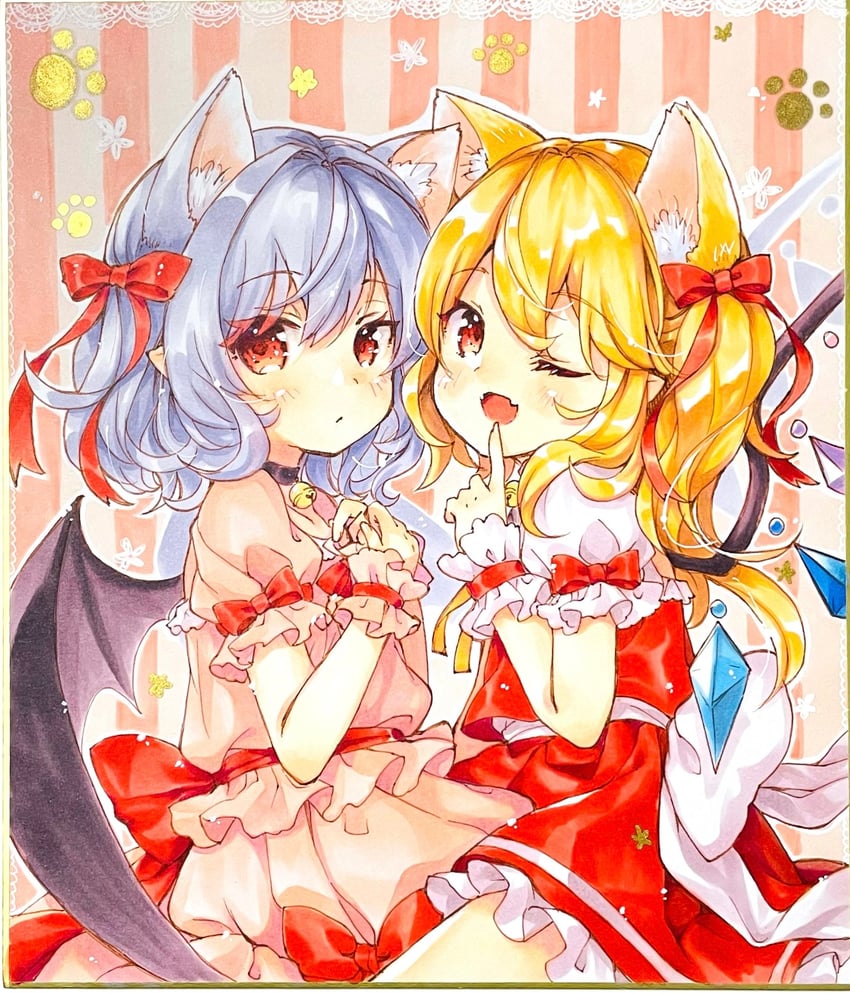 remilia scarlet and flandre scarlet (touhou) drawn by mimi_(mimi_puru)