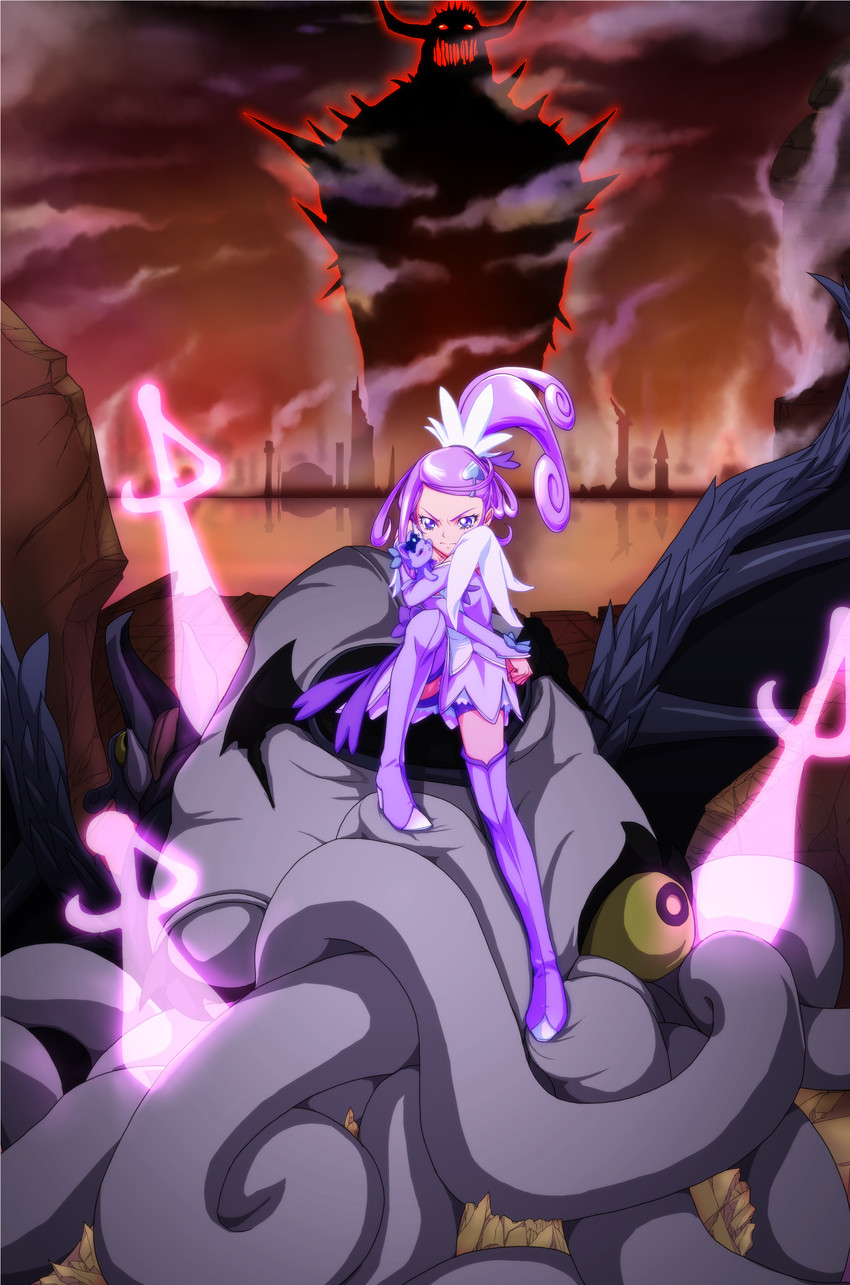 kenzaki makoto, cure sword, davi, and king jikochuu (precure and 1 more) drawn by uganda_(ugandam_00)