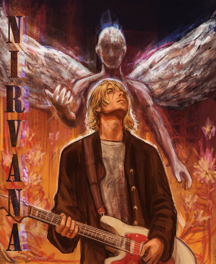 kurt cobain (real life and 2 more) drawn by kryceir