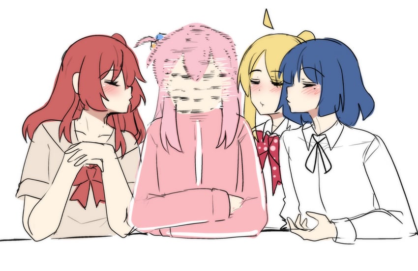 gotoh hitori, kita ikuyo, ijichi nijika, and yamada ryo (bocchi the rock! and 1 more) drawn by hinghoi