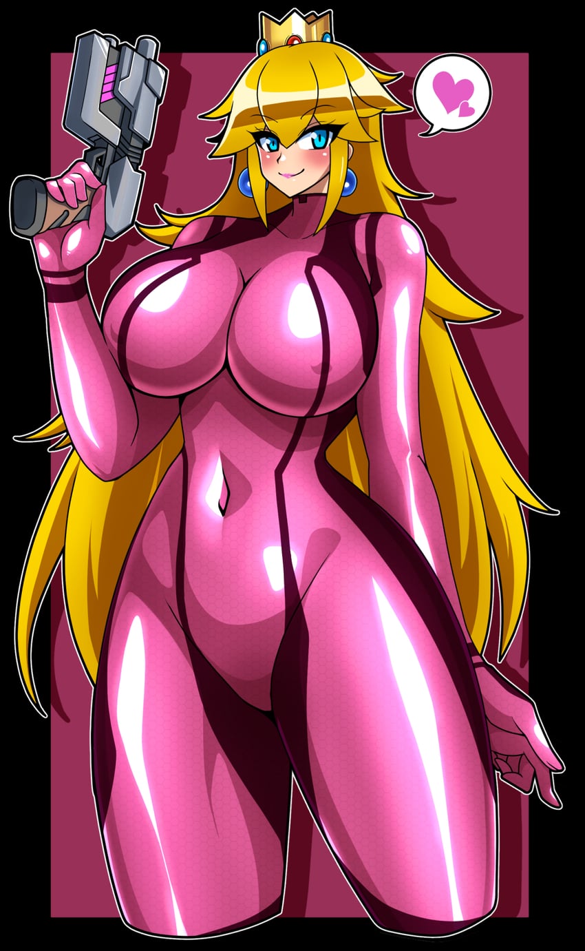 princess peach and samus aran (mario and 1 more) drawn by iriomote_umineko