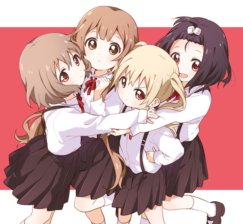oomuro hanako, takasaki misaki, ogawa kokoro, and souma mirai (yuruyuri and 1 more) drawn by namori