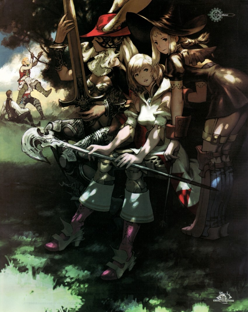 white mage, black mage, fran, red mage, penelo, and 4 more (final fantasy and 1 more) drawn by yoshida_akihiko
