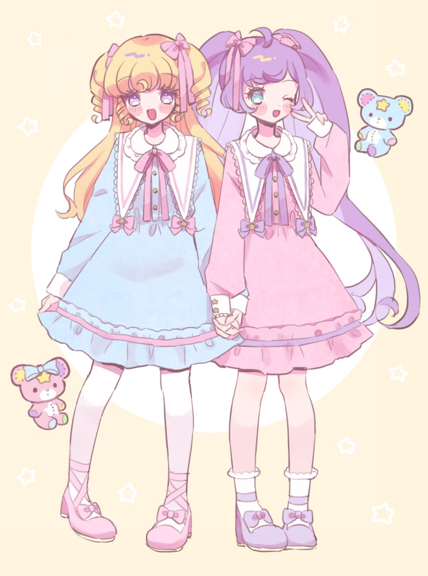 manaka laala and yumekawa yui (pretty series and 2 more) drawn by hoshikuzu_(pinkholic)