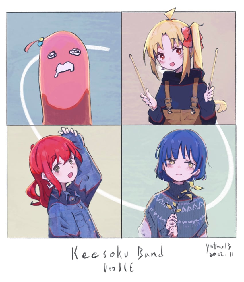 gotoh hitori, kita ikuyo, ijichi nijika, and yamada ryo (bocchi the rock!) drawn by simuyutou