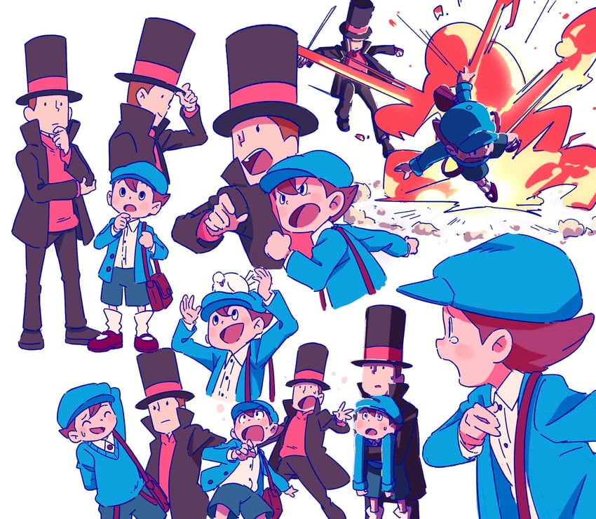 hershel layton and luke triton (professor layton) drawn by bleu_calire