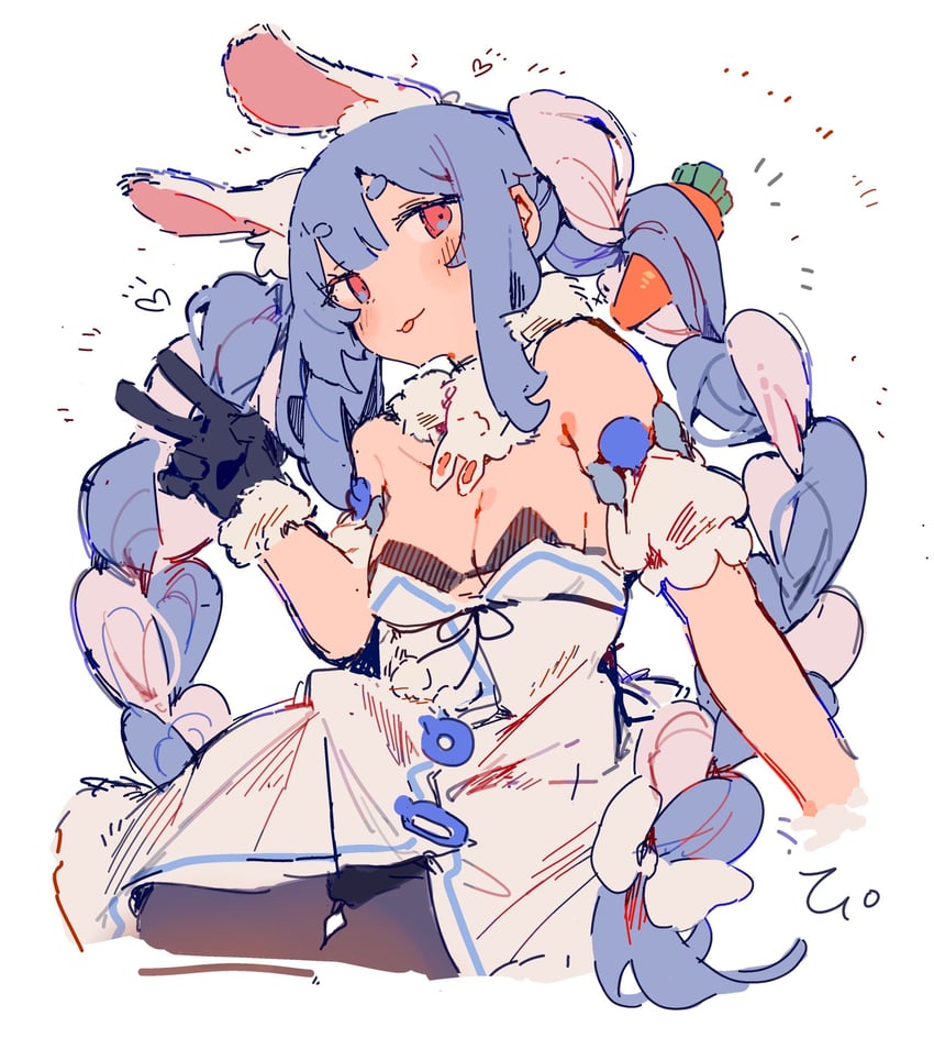 usada pekora and don-chan (hololive) drawn by bunchi