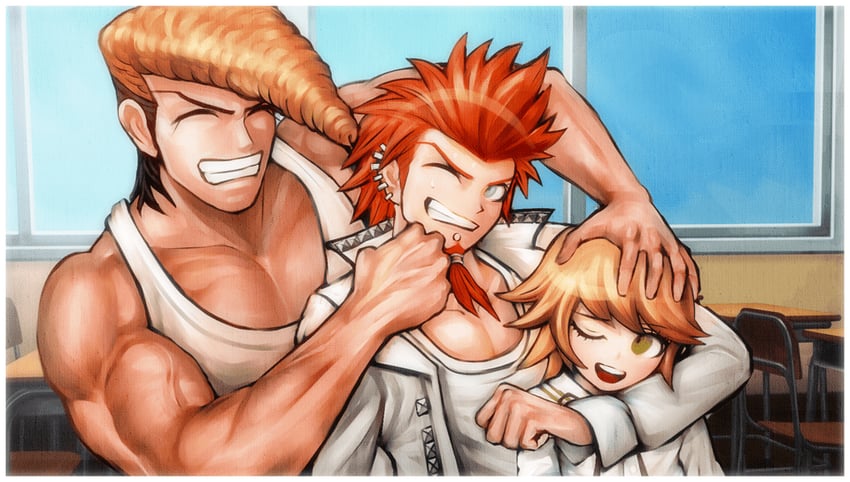 fujisaki chihiro, owada mondo, and kuwata leon (danganronpa and 1 more) drawn by komatsuzaki_rui