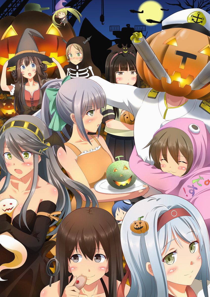 admiral, kongou, inazuma, akagi, haruna, and 6 more (kantai collection) drawn by ichikawa_feesu