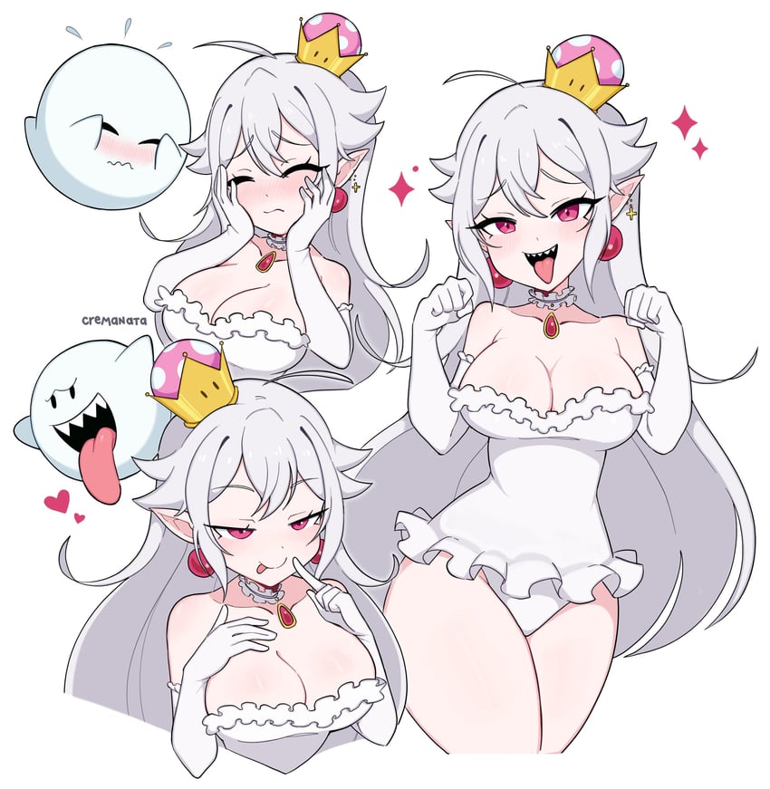 princess king boo and boo (mario and 2 more) drawn by cremanata