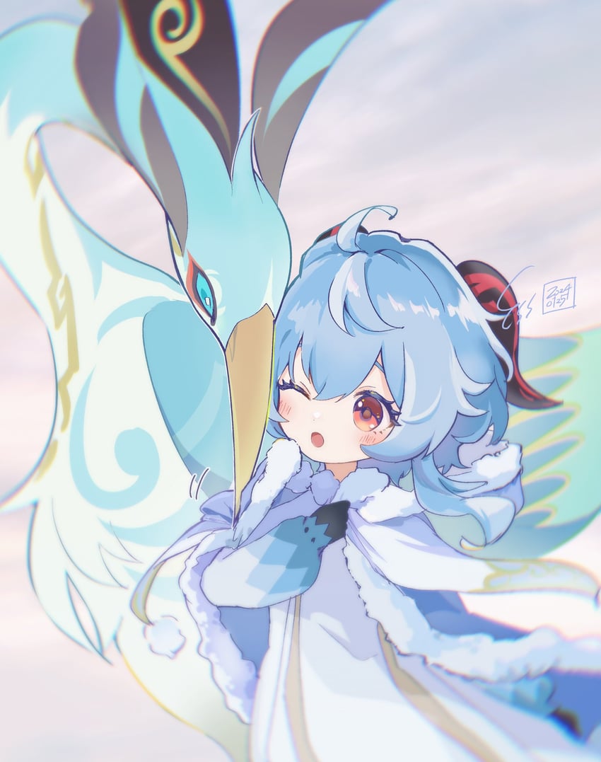 ganyu, xianyun, and cloud retainer (genshin impact) drawn by pinocle