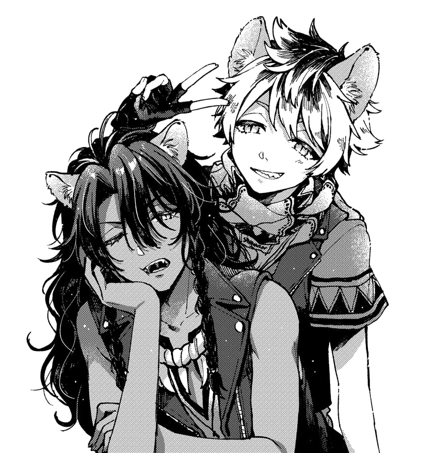 leona kingscholar and ruggie bucchi (twisted wonderland) drawn by ashnnk