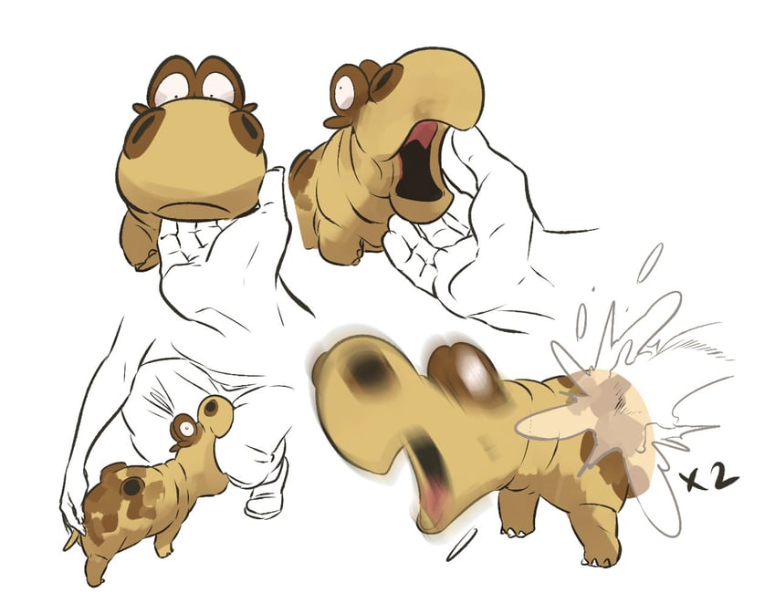 moo deng, hippopotas, and moo tun (pokemon) drawn by redlhzz