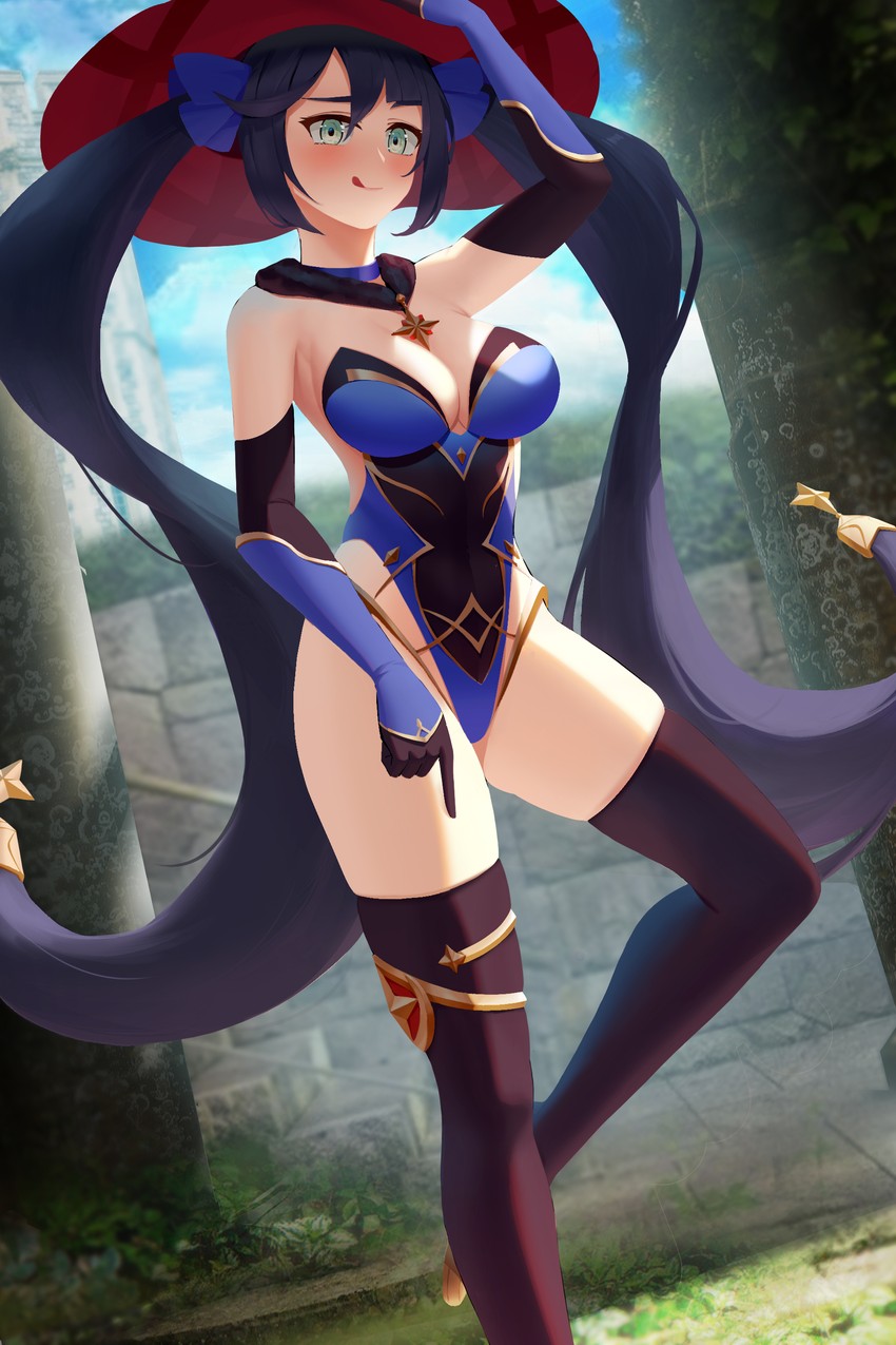 mona (genshin impact) drawn by yu_(want_rou_nai_zi)