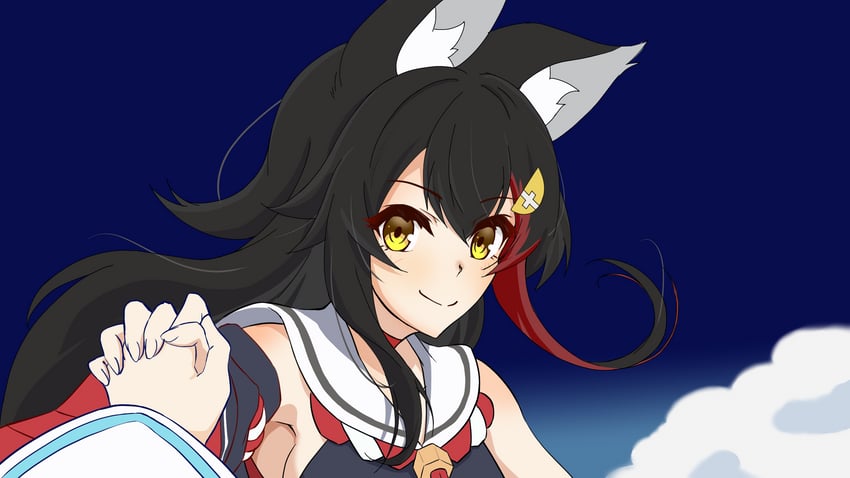 shirakami fubuki and ookami mio (hololive) drawn by kagami_yoshino