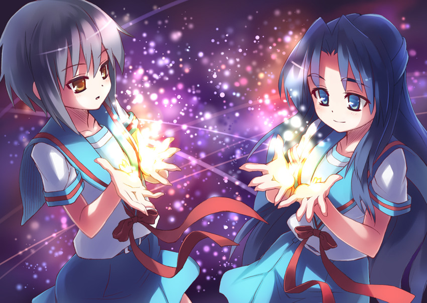 nagato yuki and asakura ryoko (suzumiya haruhi no yuuutsu) drawn by oryo_(oryo04)
