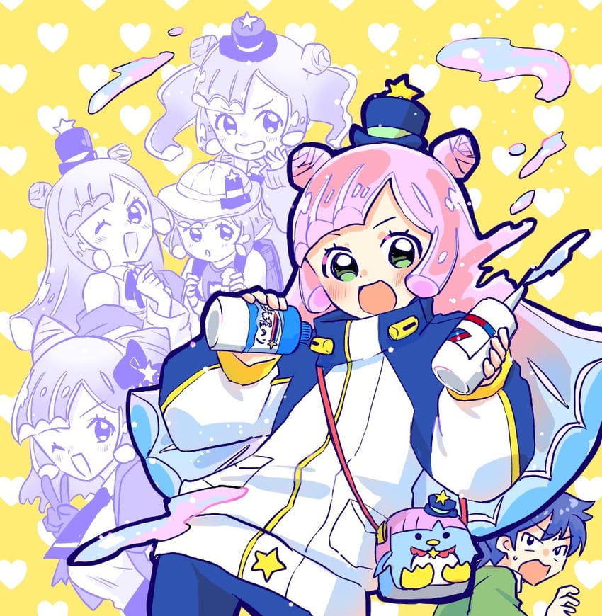 puniru, kawaii kotarou, gyaru kawaii puniru, and shiny school backpack kawaii puniru (puniru wa kawaii slime) drawn by hikari_asahi