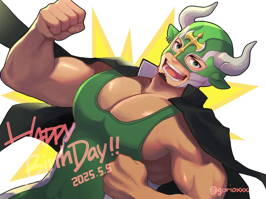 ikusaba daisuke and taurus mask (tokyo afterschool summoners) drawn by gorioxxxx