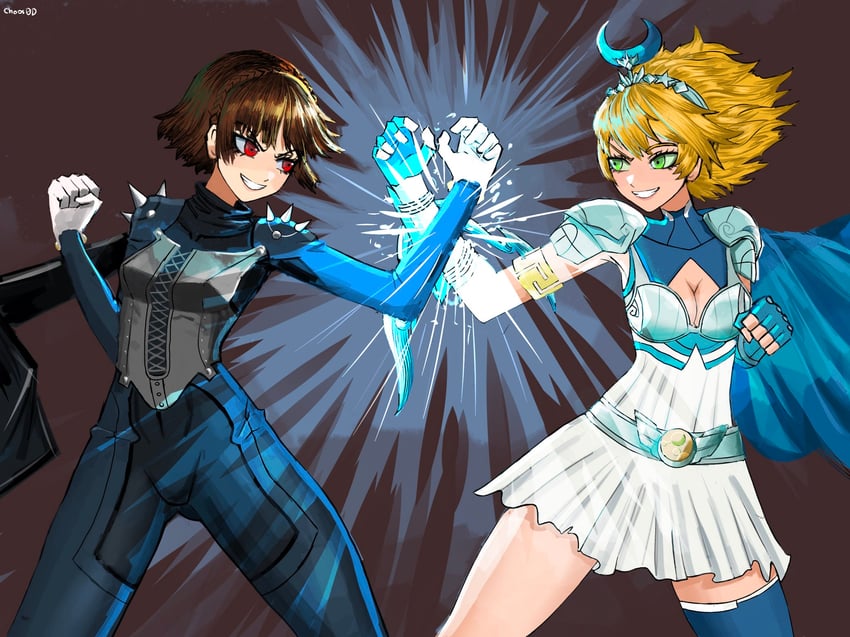 niijima makoto and artemis (persona and 3 more) drawn by chaosoded