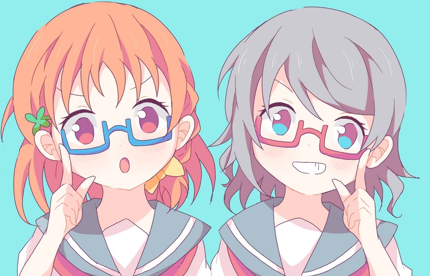 watanabe you and takami chika (love live! and 1 more) drawn by akashia_(akasia313)