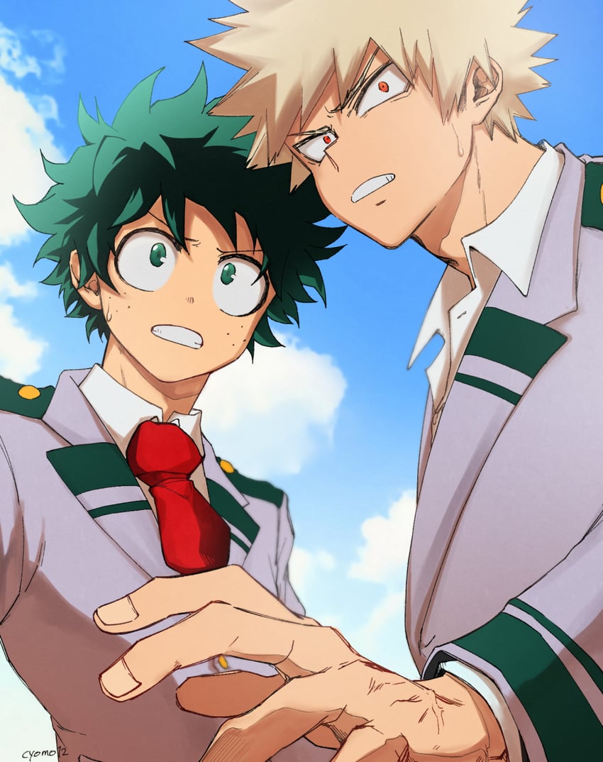 midoriya izuku and bakugou katsuki (boku no hero academia) drawn by cho_mo_futoshi