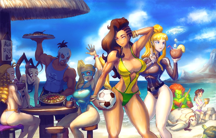 kasugano sakura, rainbow mika, ibuki, kanzuki karin, laura matsuda, and 4 more (street fighter and 5 more) drawn by tacozama