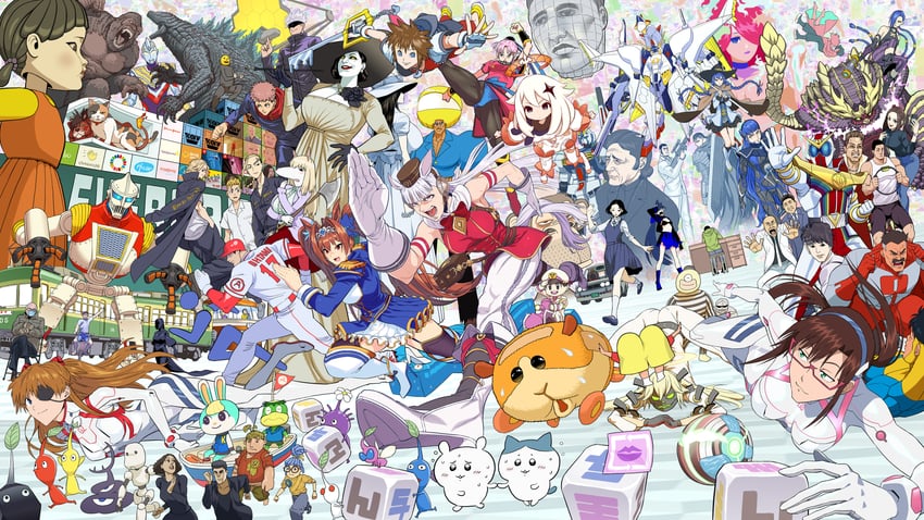 souryuu asuka langley, paimon, samus aran, daiwa scarlet, gold ship, and 58 more (pokemon and 70 more) drawn by daromeon