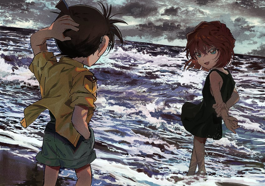 edogawa conan and haibara ai (meitantei conan) drawn by segami