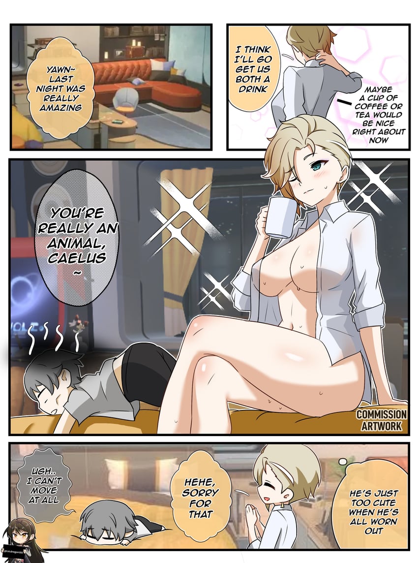 trailblazer, caelus, and siobhan (honkai and 1 more) drawn by kulojawa