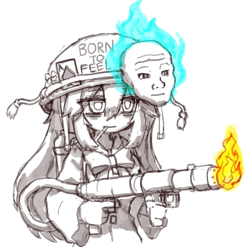 hata no kokoro and wojak (touhou and 1 more) drawn by rampa93
