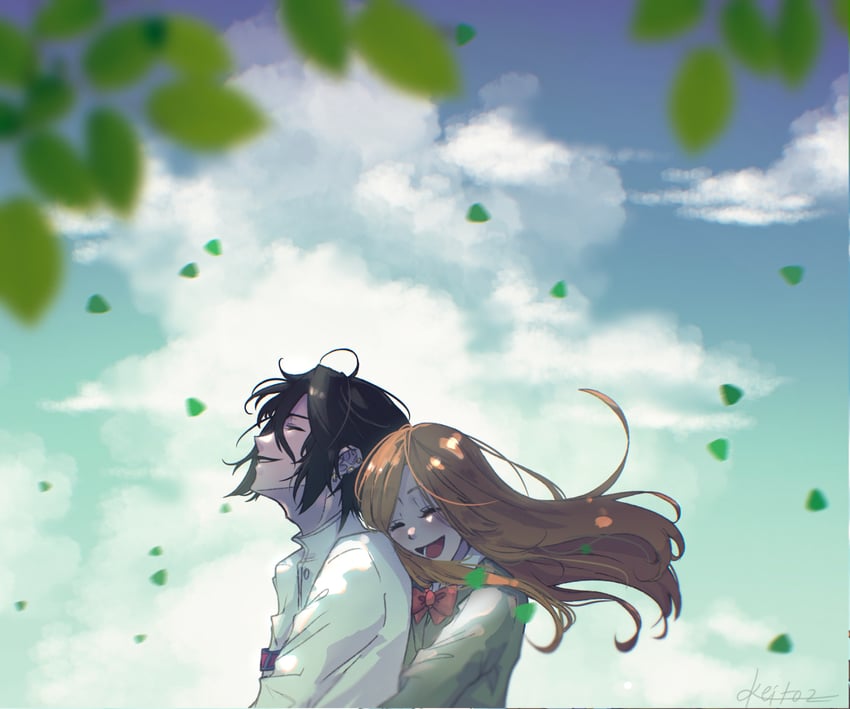 inoue orihime and ulquiorra cifer (bleach) drawn by keitoz